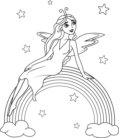 Rainbow Fairy Coloring Page